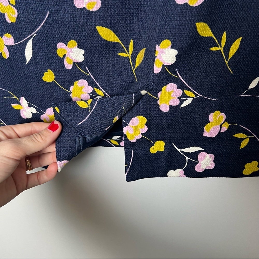 Boden Martha Pencil Skirt Women's 2 Reg Floral Navy Blue Lined Career Back Zip - Picture 5 of 9